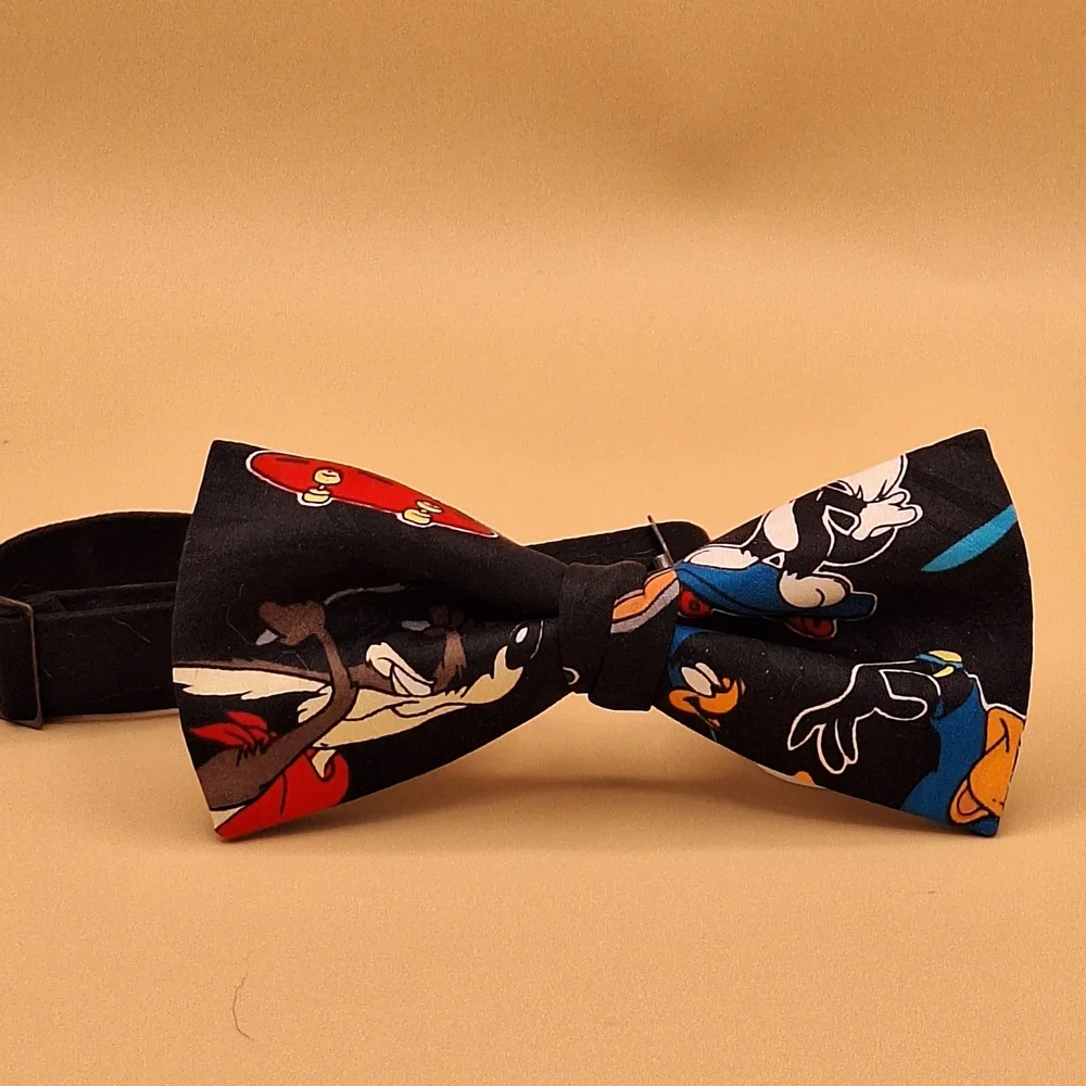 Kids Cartoon Character Black Bow Tie
